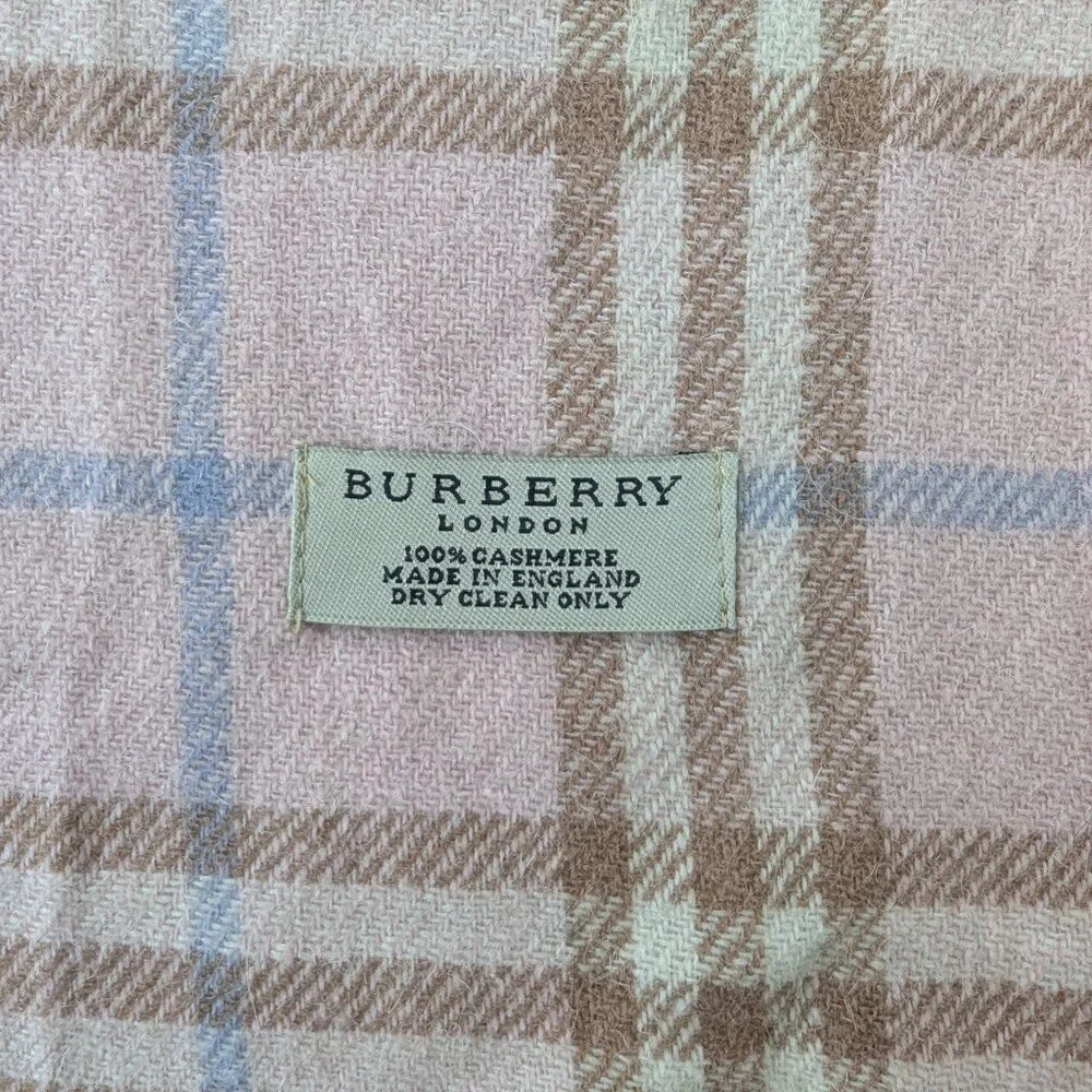 Burberry Cashmere Nova Check Plaid Scarf Pink Unisex | Designer Winter Wear - Picture 2 of 8